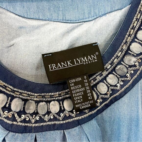 Frank Lyman Blue Denim Tunic Dress Two layer US 8 - Picture 6 of 10